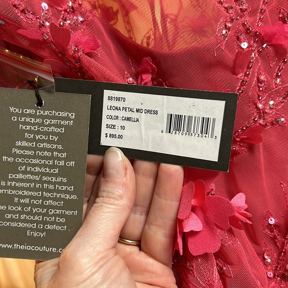 Theia petal embelished mid dress - Picture 4 of 4